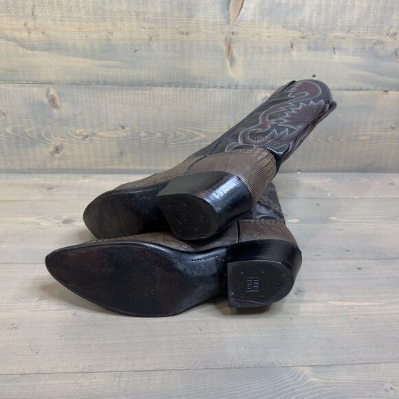 Vintage Dan Post Lizard and Leather Cowboy Boots Size 10 - Picture 8 of 9